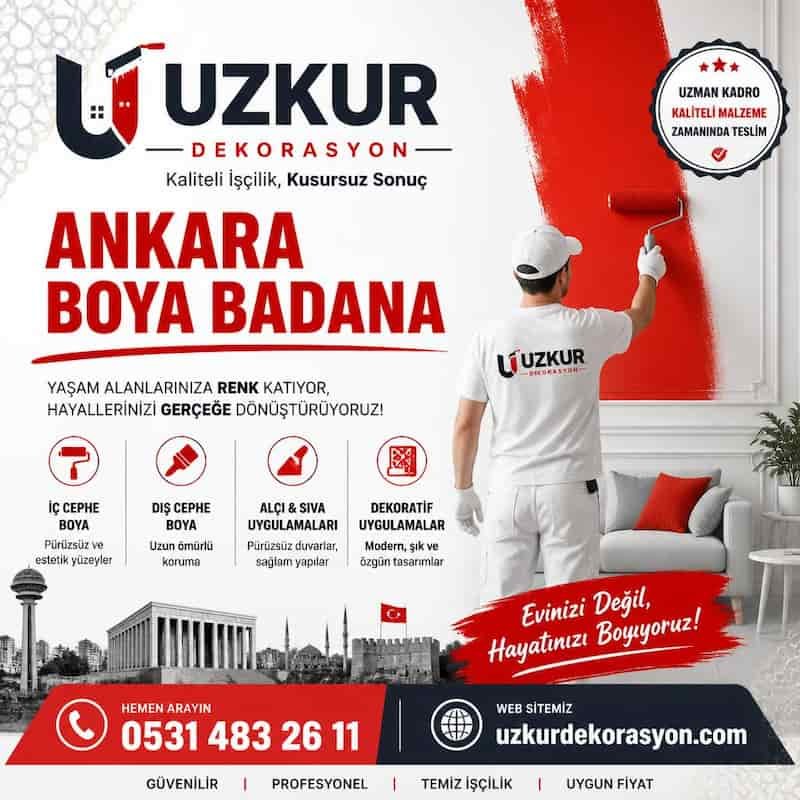 Ankara boya badana hizmeti ile ev, daire, villa, ofis ve iş yerlerinde profesyonel iç cephe duvar boyama uygulaması