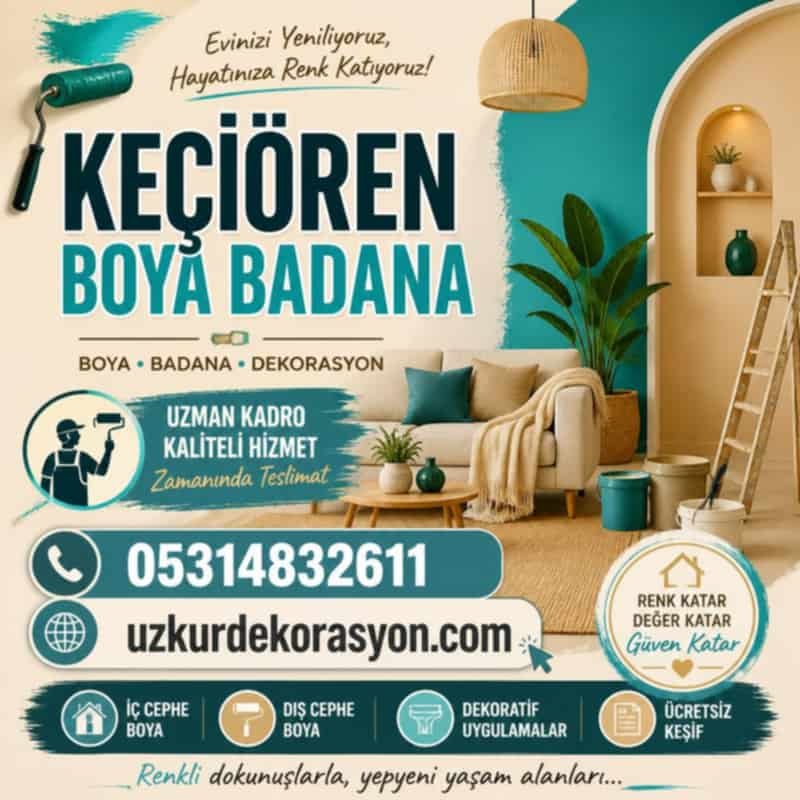 Keçiören boya badana hizmeti ile ev, daire, villa, ofis ve iş yerlerinde profesyonel duvar ve tavan boyama uygulaması