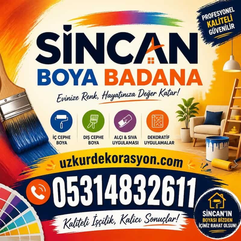 Sincan boya badana hizmeti ile ev, daire, villa, ofis ve iş yerlerinde profesyonel iç cephe duvar ve tavan boyama uygulaması